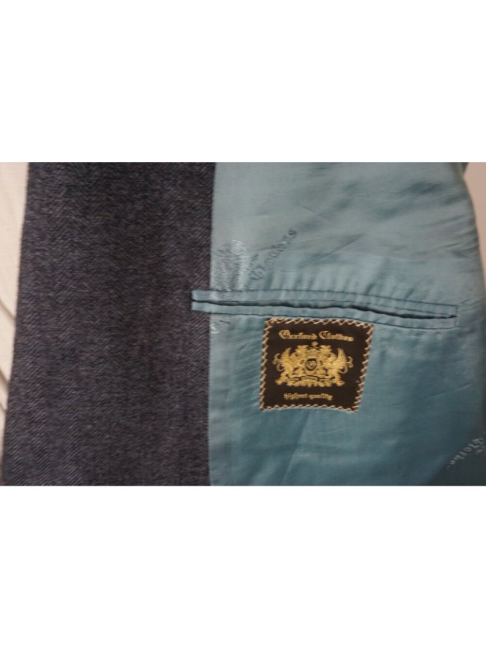 Oxxford Clothes Highest Quality Blue Herringbone Flannel Sport Coat Jacket 58L - Picture 7 of 9
